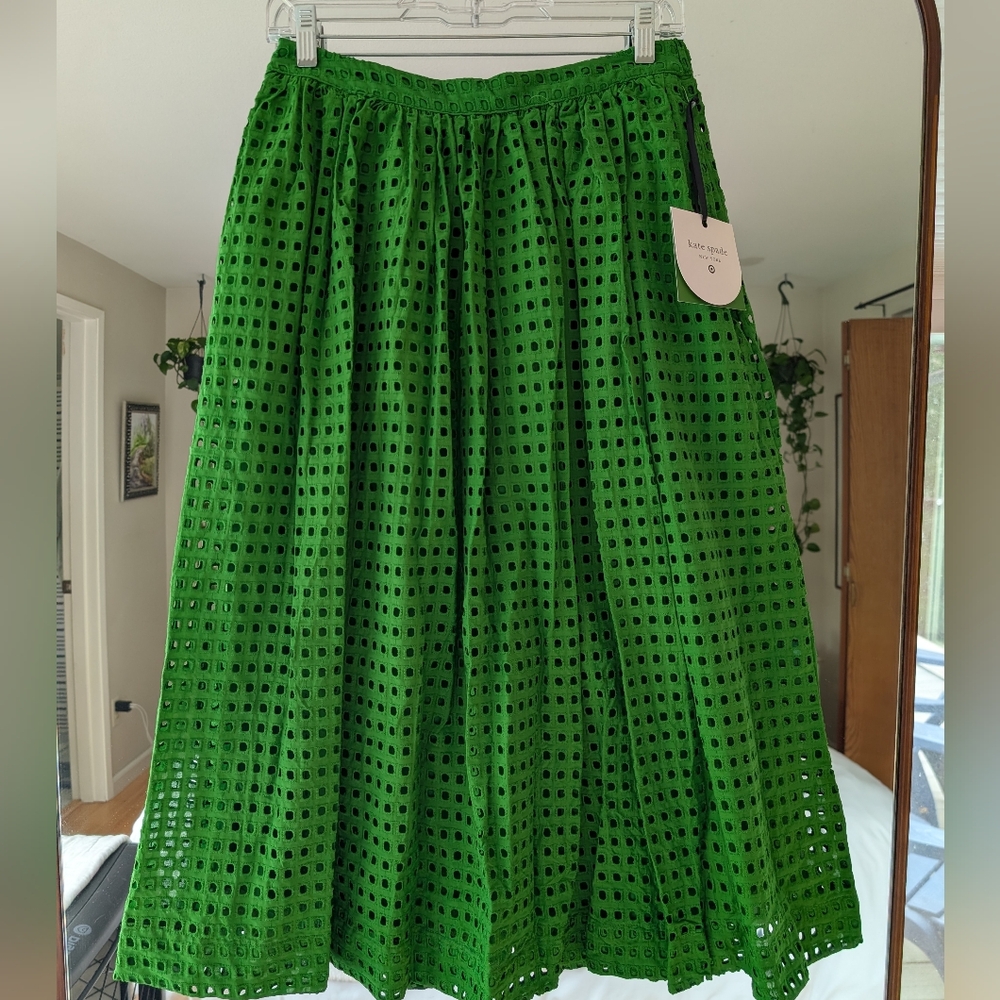 NWT Limited Edition Kate Spade New York & Target Green Eyelet Skirt Size Small - Picture 2 of 7